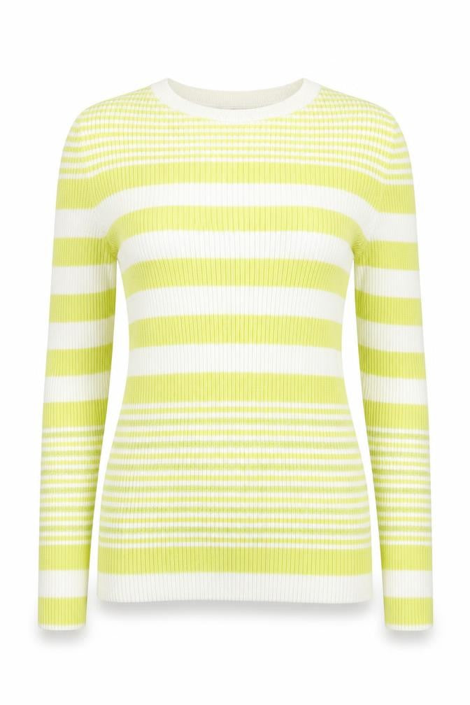 NEXT Womens Yellow Round Neck Striped Cotton Pullover Jumper Size 14