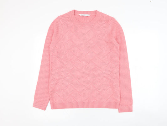 Amara Reya Womens Pink Round Neck  Acrylic Pullover Jumper Size S