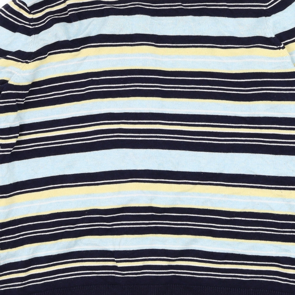 Bonmarché Womens Blue Round Neck Striped Viscose Cardigan Jumper Size S