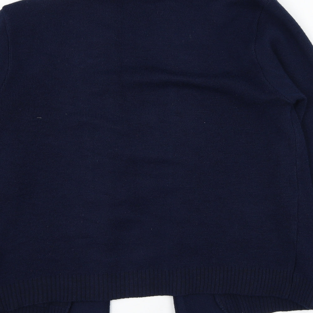 Just Elegance Womens Blue Square Neck  Acrylic Cardigan Jumper Size M
