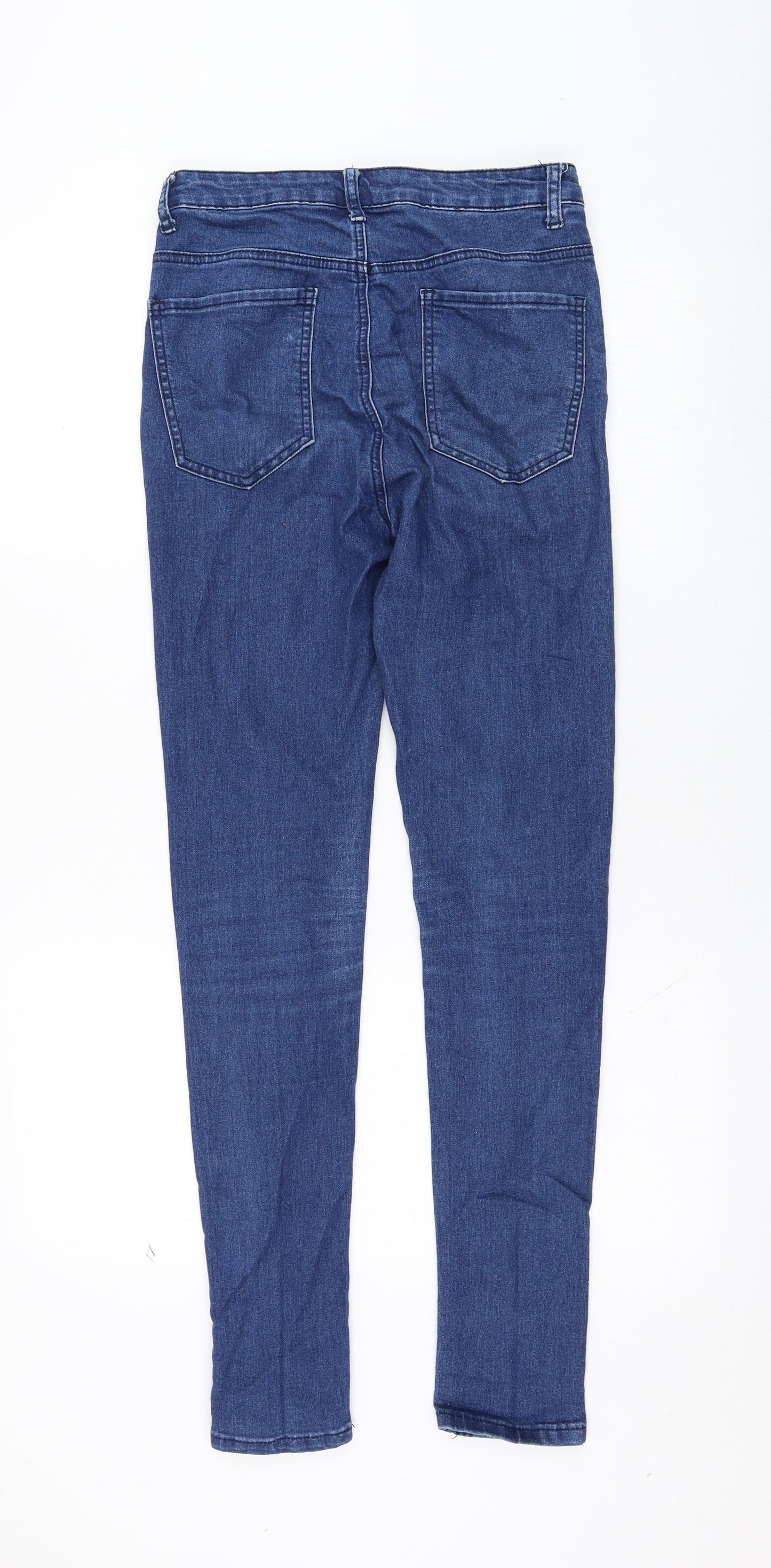 Boohoo Womens Blue  Cotton Skinny Jeans Size 8 L28 in Regular Zip