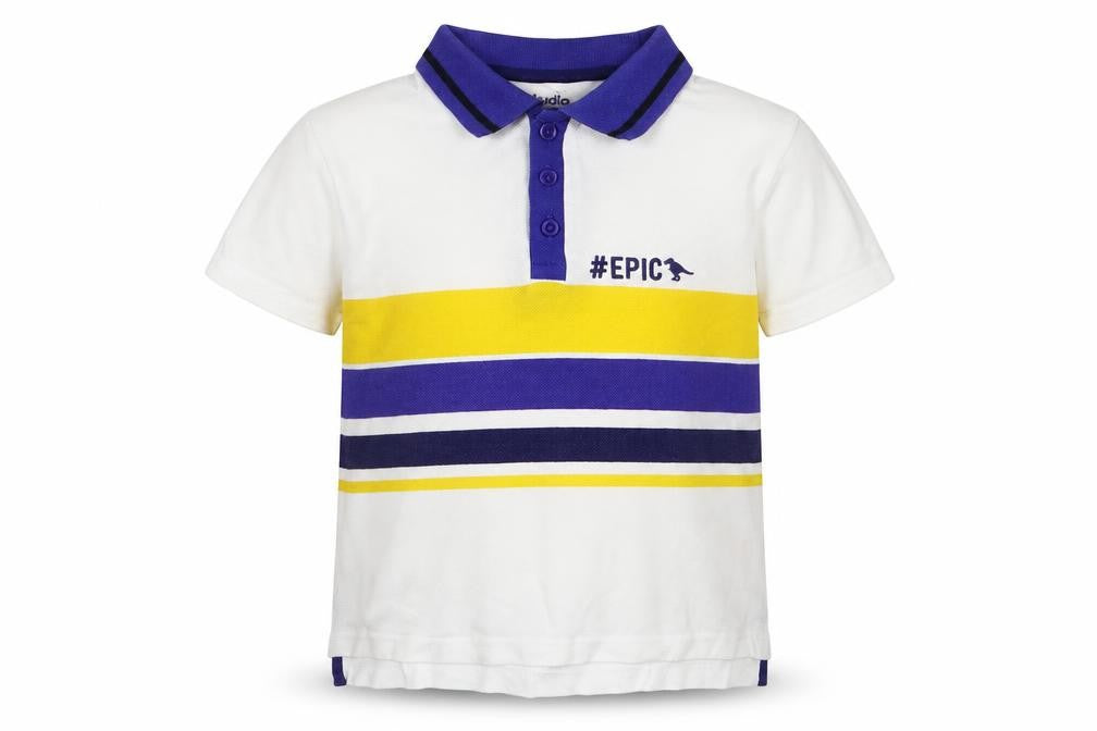 Studio Boys Multicoloured Striped Cotton Basic Polo Size 3-4 Years Collared
