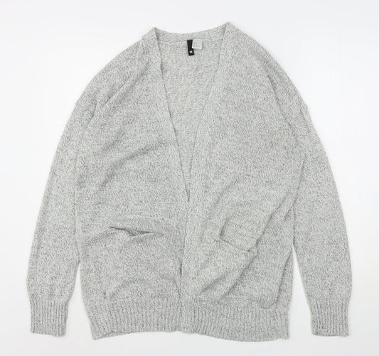 H&M Womens Grey V-Neck  Acrylic Cardigan Jumper Size M