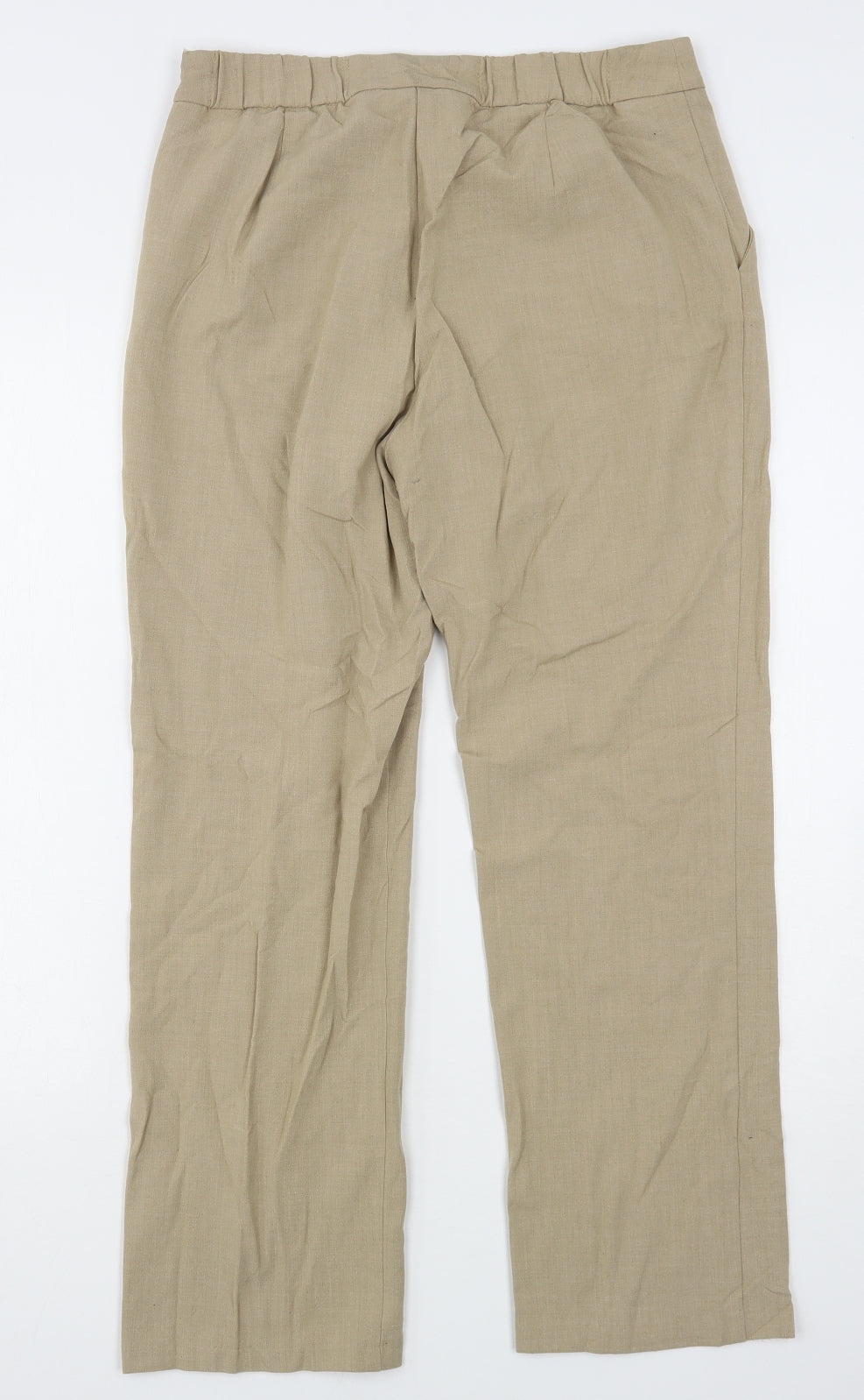 Marks and Spencer Womens Beige  Polyester Trousers  Size 12 L28 in Slim