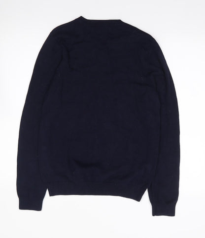 Preloved Topman Mens Blue V-Neck  Cotton Pullover Jumper Size S - Back