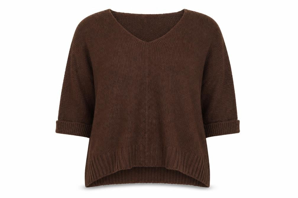 Preworn Womens Brown V-Neck  Acrylic Pullover Jumper Size L