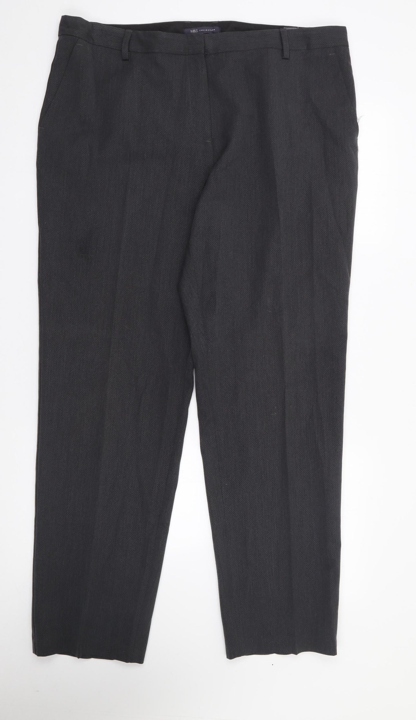 Marks and Spencer Womens Grey  Polyester Trousers  Size 18 L28 in Regular Zip