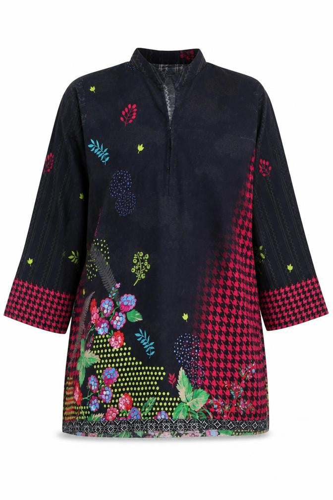 So Kamal Womens Multicoloured Floral Polyester Tunic Blouse Size M V-Neck