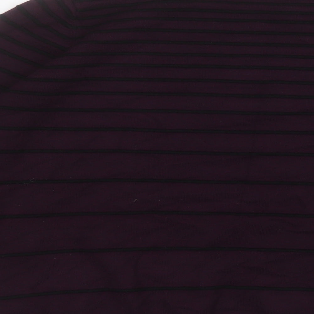 Debenhams Womens Purple Round Neck Striped Viscose Pullover Jumper Size 14