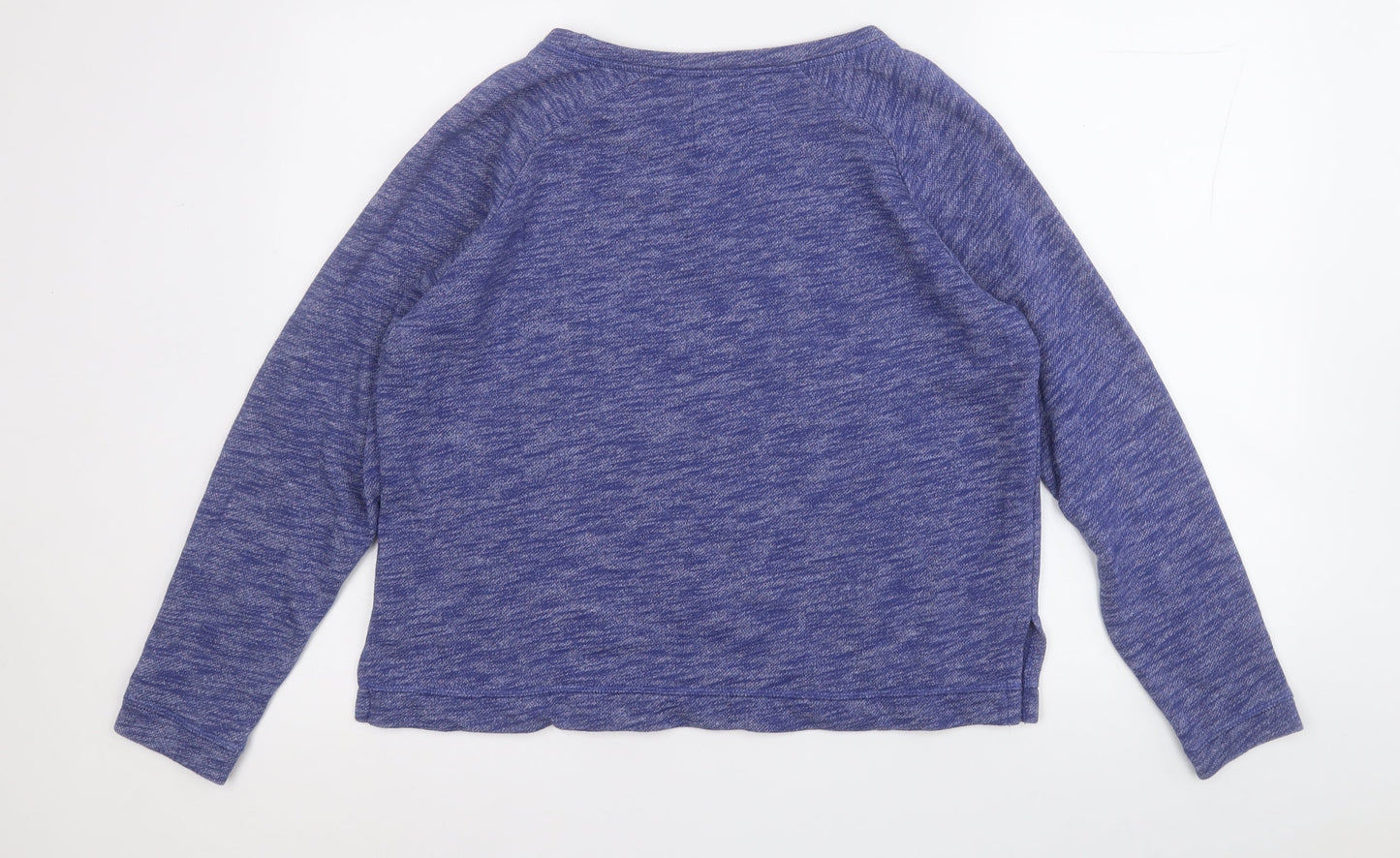 Papaya Womens Blue Round Neck  Cotton Pullover Jumper Size S