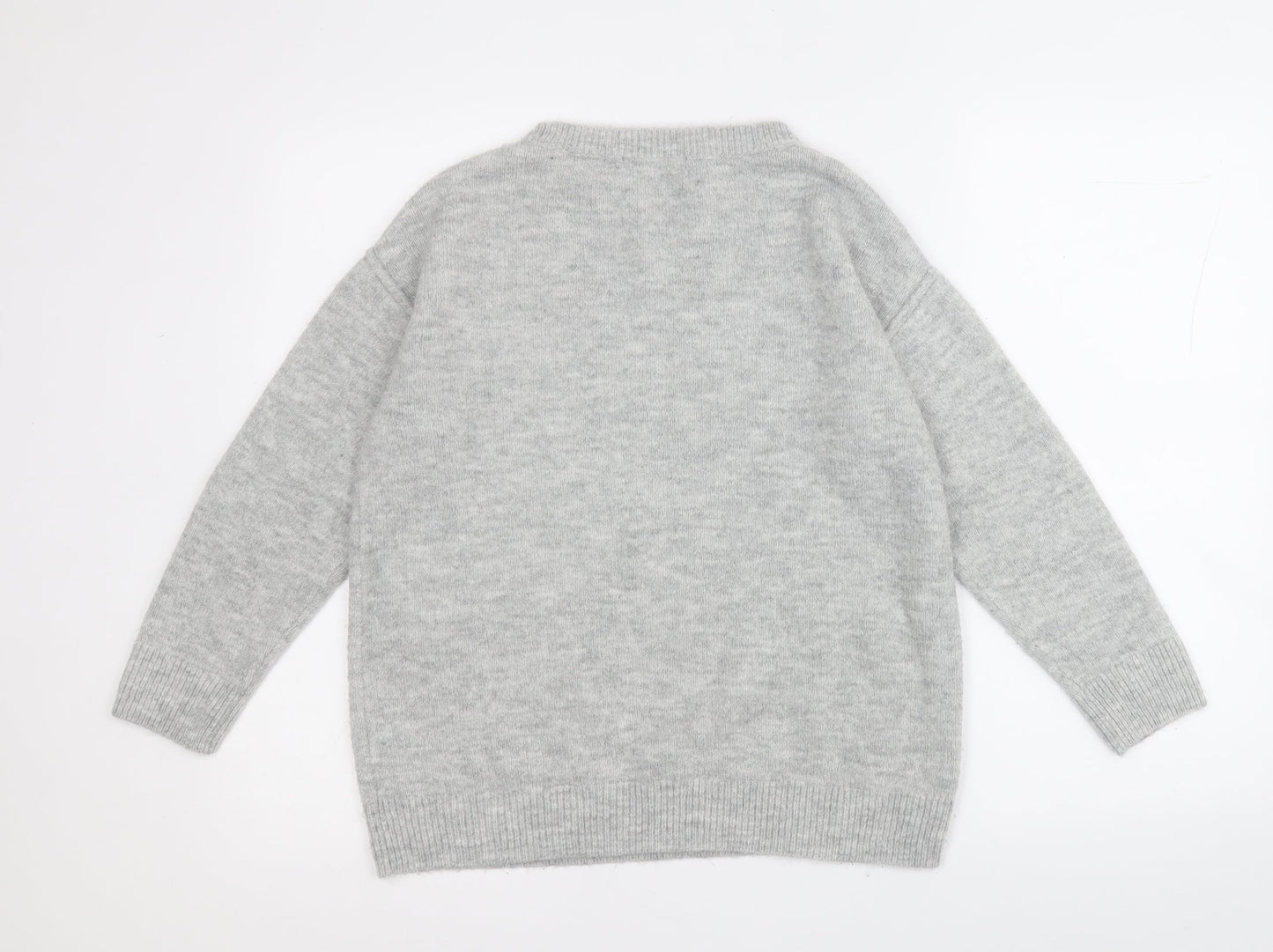 George Womens Grey Round Neck  Acrylic Pullover Jumper Size 12