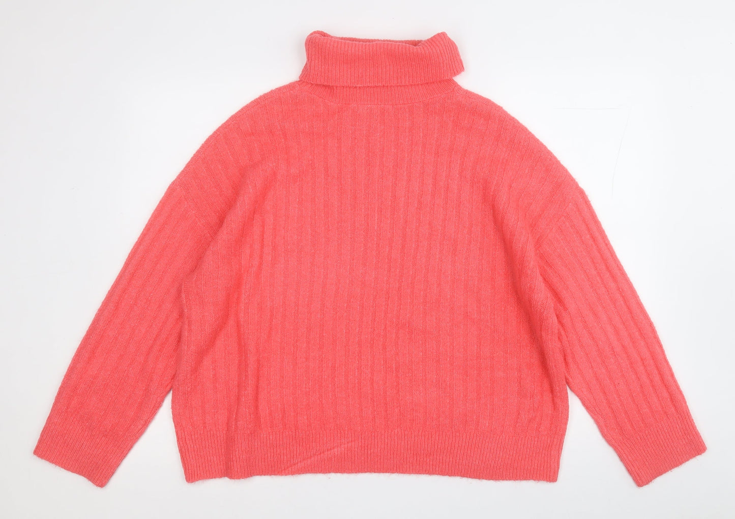 George Womens Pink Roll Neck  Acrylic Pullover Jumper Size M