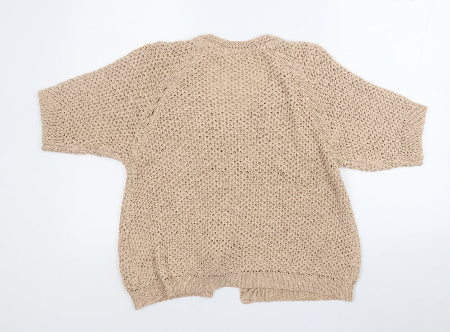 Vogue Womens Beige Round Neck  Acrylic Cardigan Jumper Size L