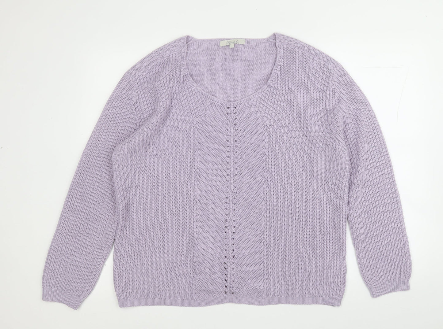 Peacocks Womens Purple Round Neck  Acrylic Pullover Jumper Size M