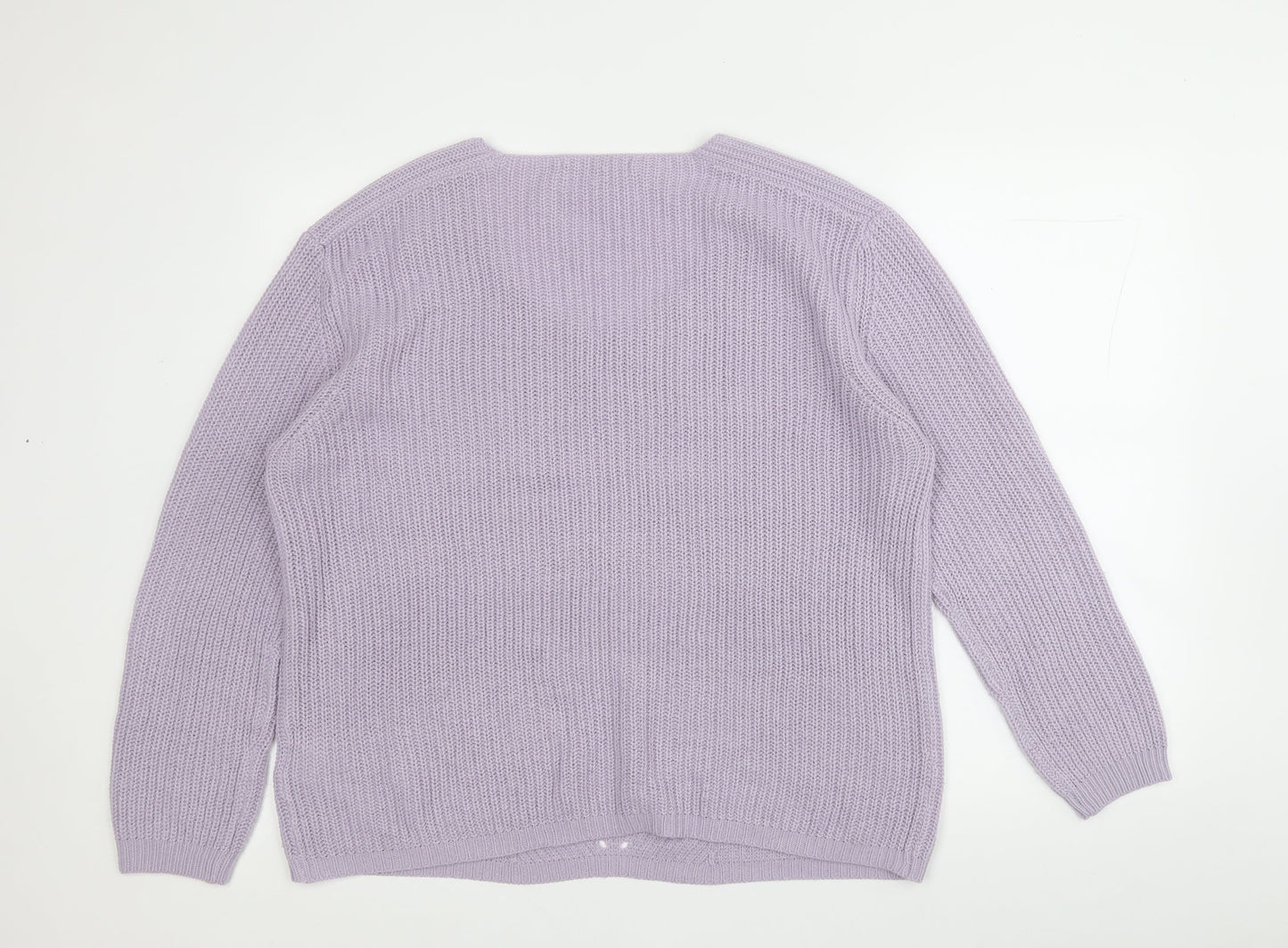 Peacocks Womens Purple Round Neck  Acrylic Pullover Jumper Size M
