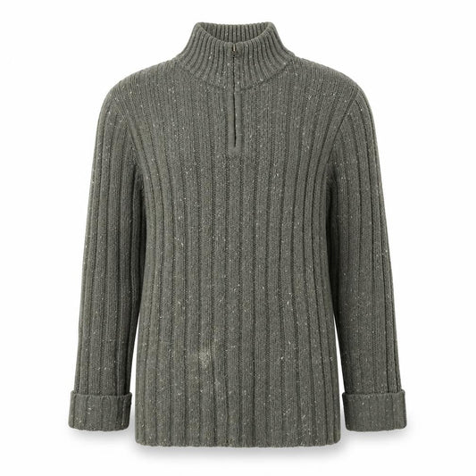 F&F Mens Green Mock Neck  Acrylic Pullover Jumper Size S