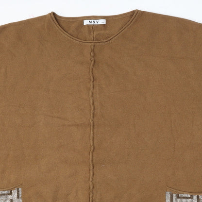 Preloved M&V Womens Brown Round Neck  Polyamide Pullover Jumper Size L - Detail