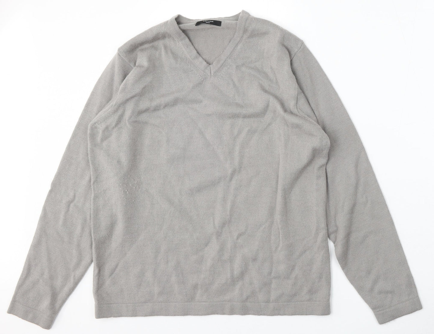 St Michael Womens Grey V-Neck  Acrylic Pullover Jumper Size S