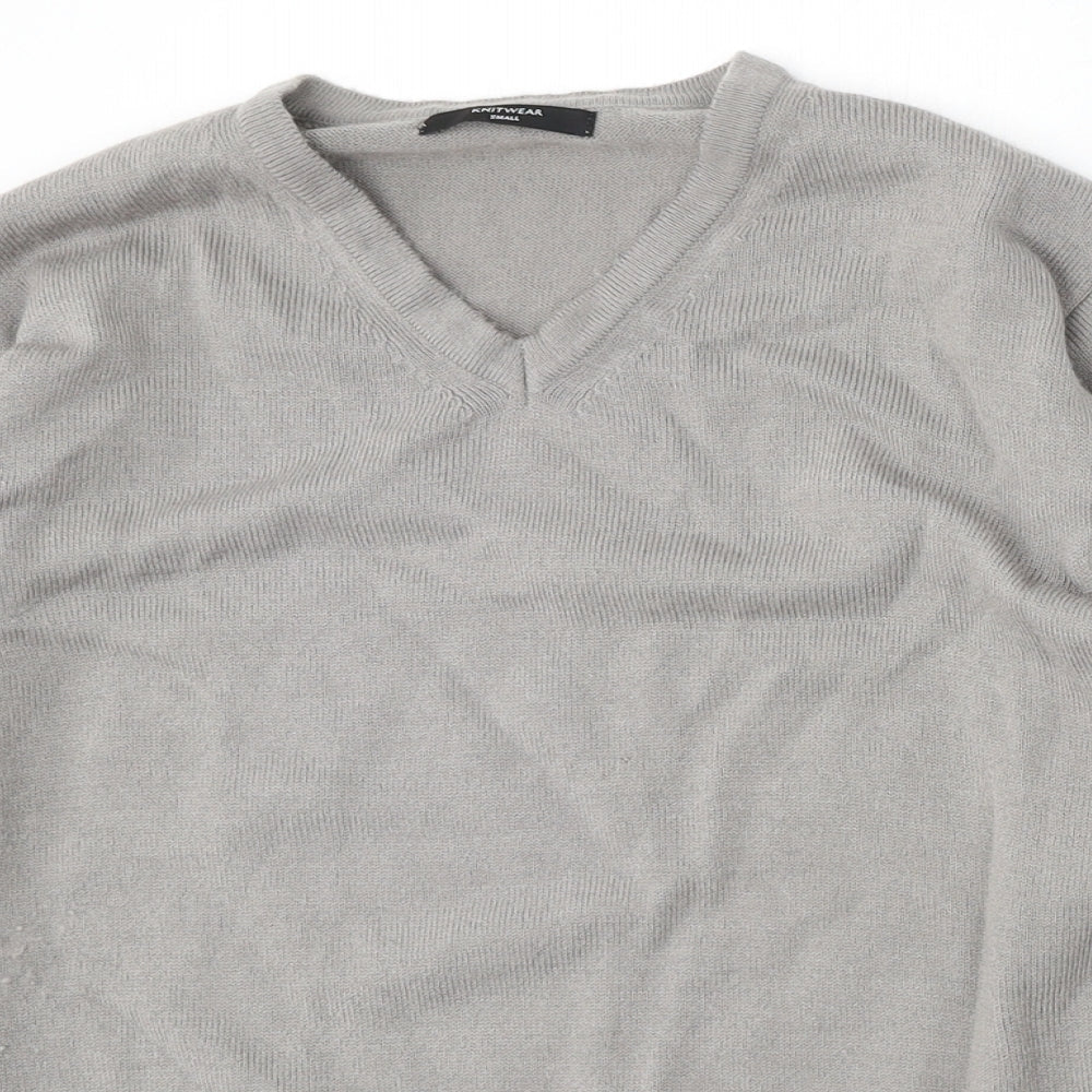 St Michael Womens Grey V-Neck  Acrylic Pullover Jumper Size S