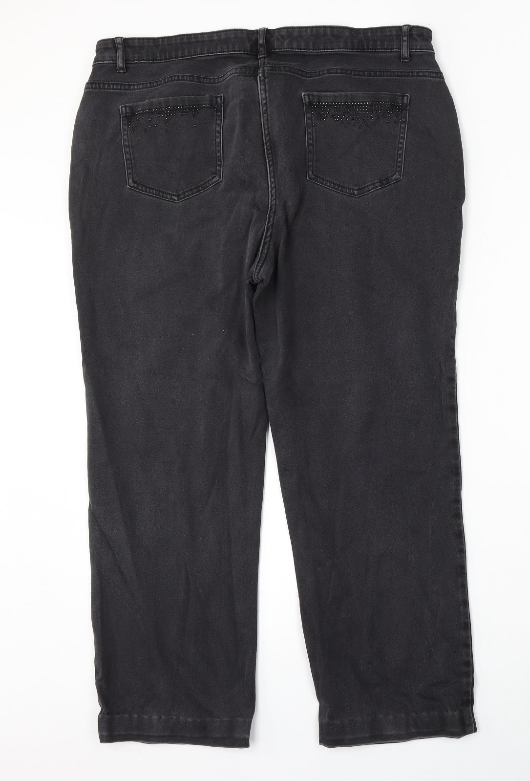 Preworn Womens Grey  Polyester Straight Jeans Size 38 L26 in Regular Button
