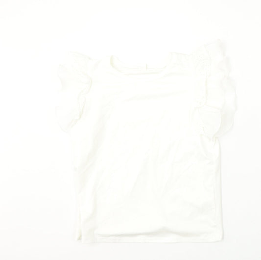 SheIn Girls White  Cotton Basic Blouse Size 14 Years Round Neck