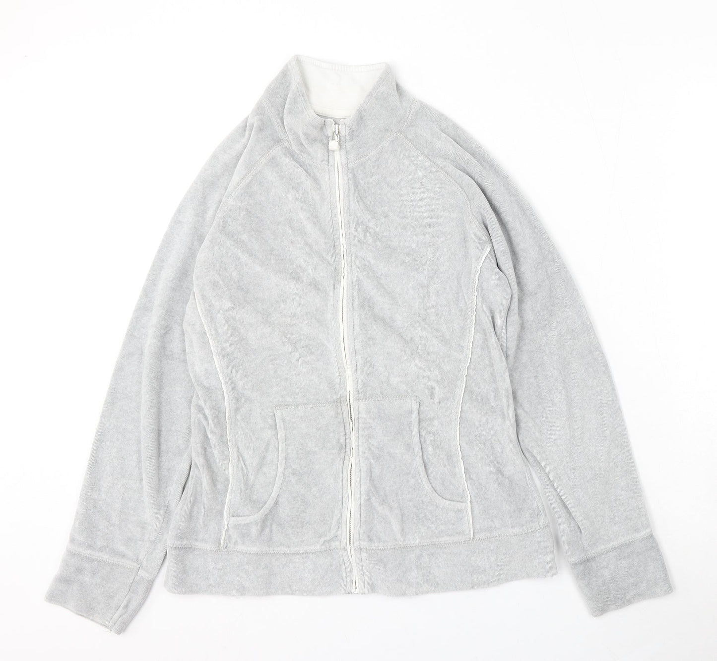 Preworn Womens Grey  Polyester Full Zip Sweatshirt Size M  Zip