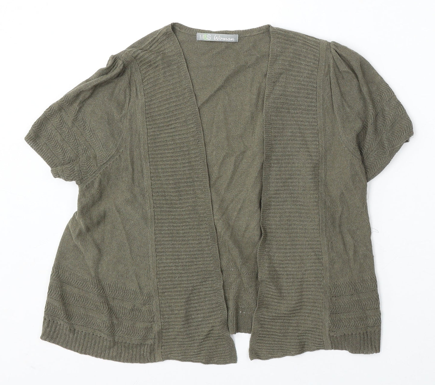 Marks and Spencer Womens Green V-Neck  Polyester Cardigan Jumper Size S