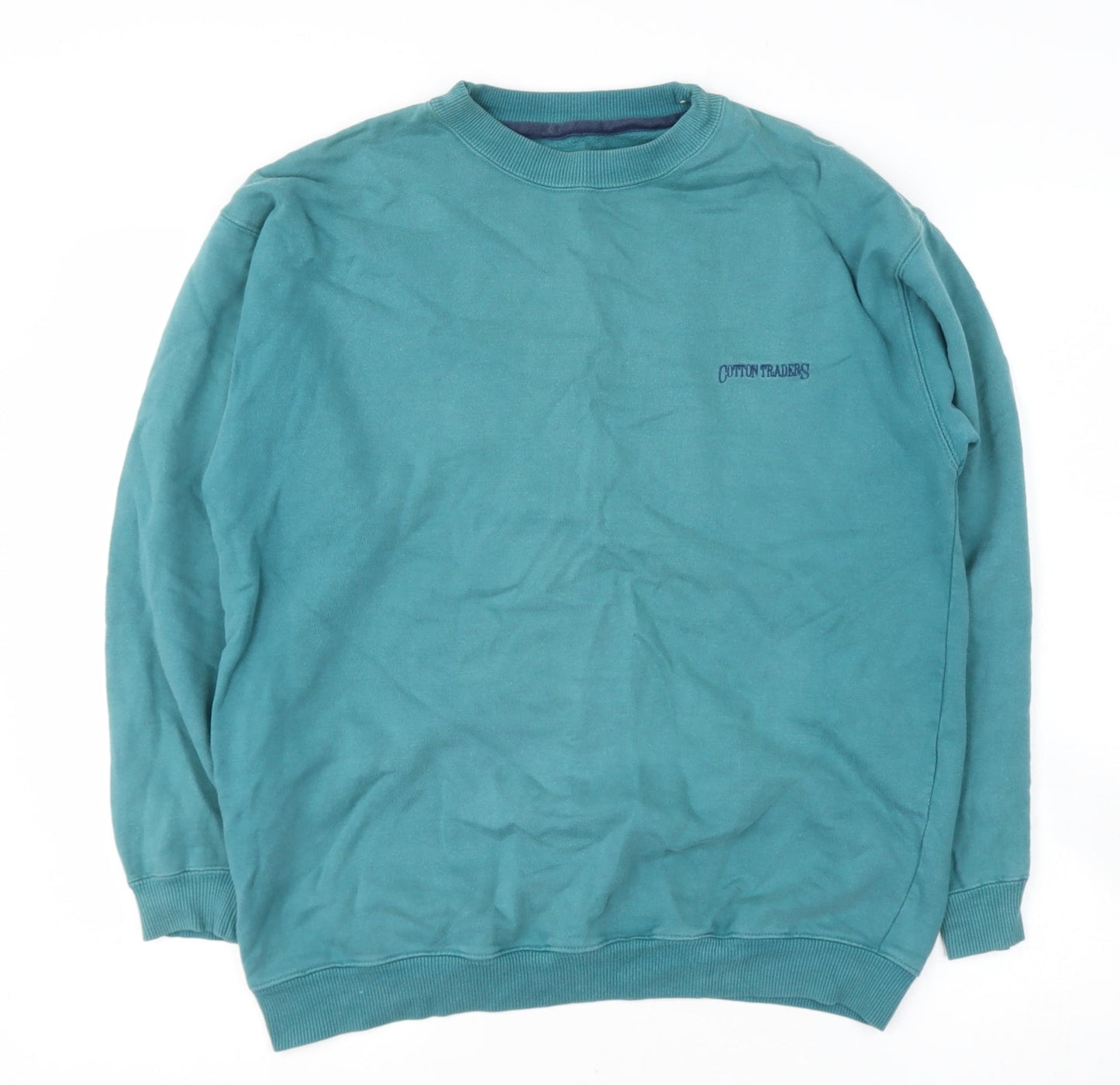 cotton traiders Mens Blue Round Neck  Cotton Pullover Jumper Size S