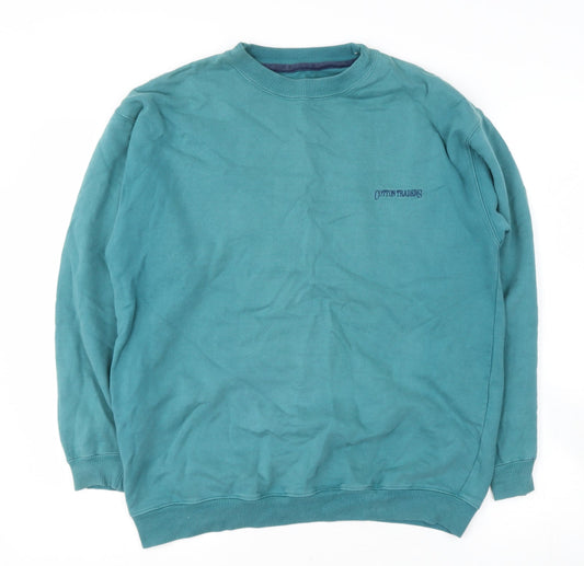cotton traiders Mens Blue Round Neck  Cotton Pullover Jumper Size S