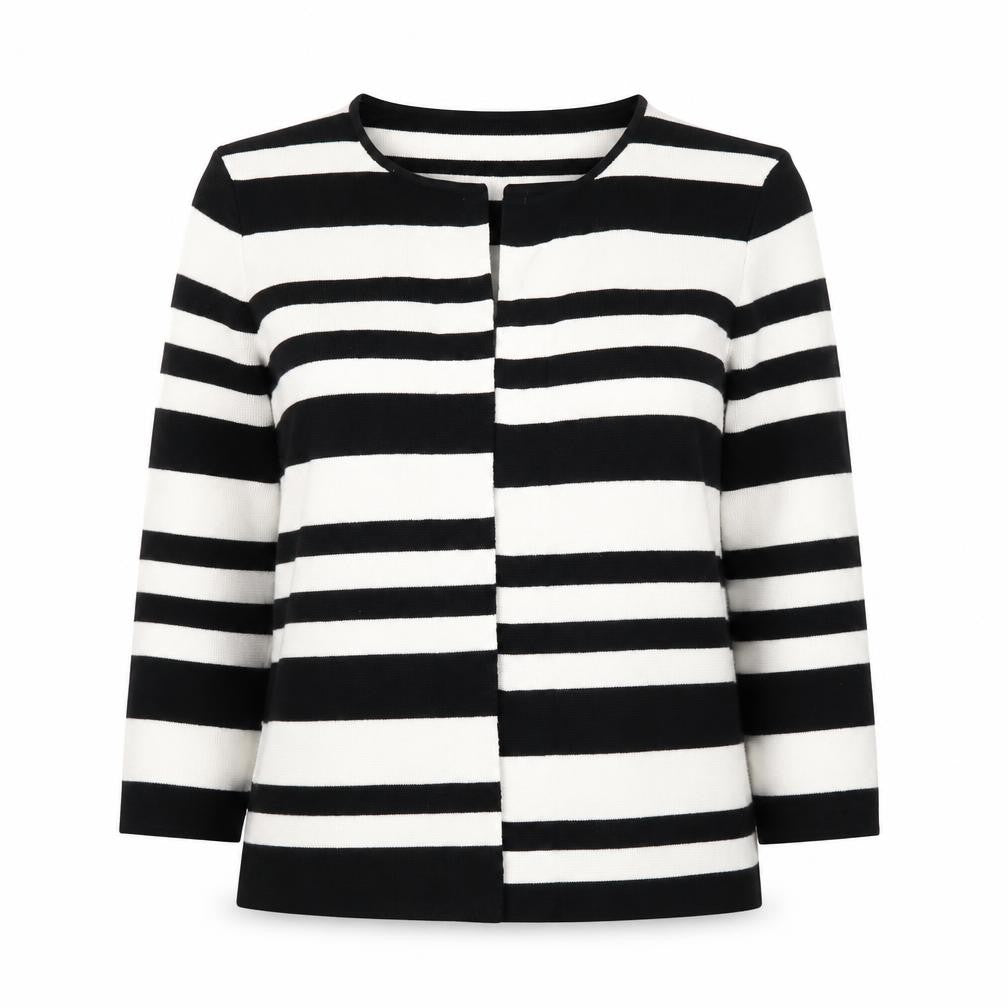 Debenhams Womens Black V-Neck Striped Viscose Cardigan Jumper Size 8