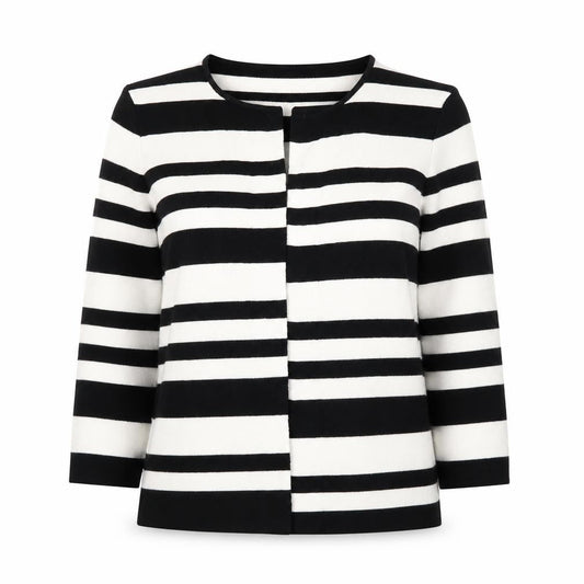 Debenhams Womens Black V-Neck Striped Viscose Cardigan Jumper Size 8