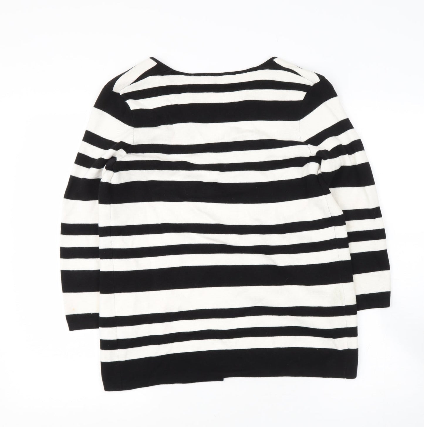 Debenhams Womens Black V-Neck Striped Viscose Cardigan Jumper Size 8