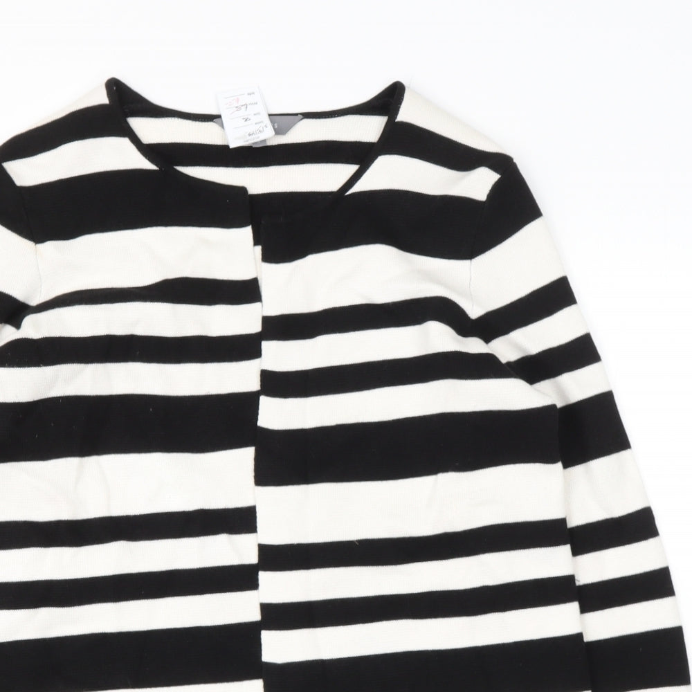Debenhams Womens Black V-Neck Striped Viscose Cardigan Jumper Size 8