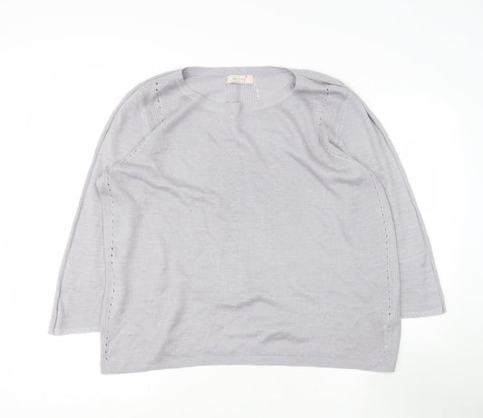 Marks and Spencer Womens Grey Round Neck  Acrylic Pullover Jumper Size 16