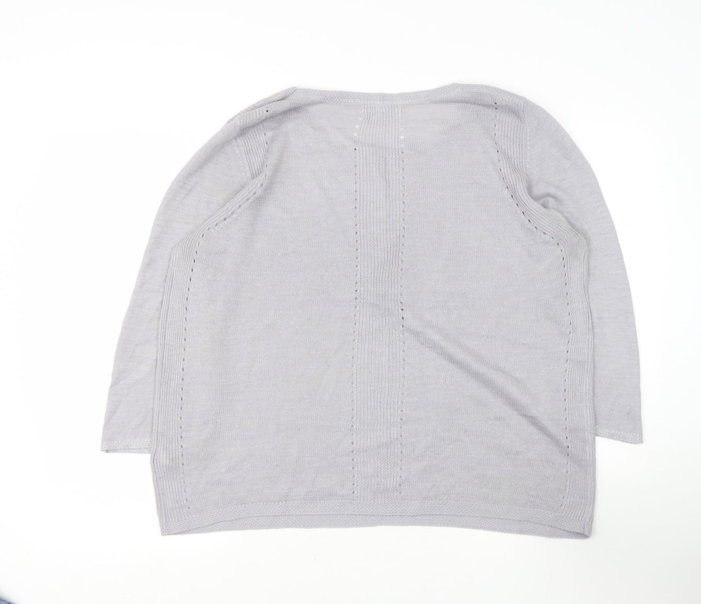 Marks and Spencer Womens Grey Round Neck  Acrylic Pullover Jumper Size 16
