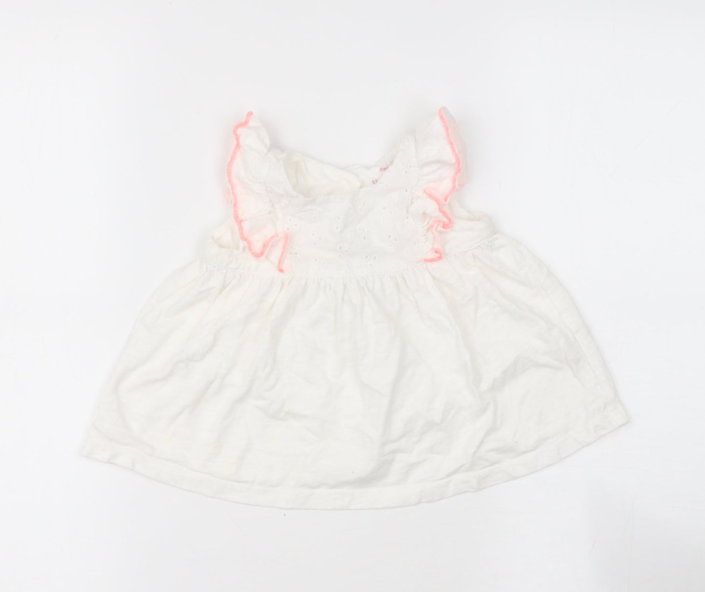 tesco  White  Cotton Basic Casual Size 3-6 Months Round Neck
