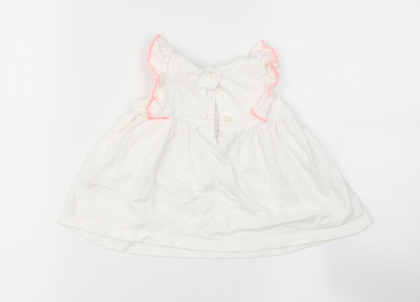 tesco  White  Cotton Basic Casual Size 3-6 Months Round Neck