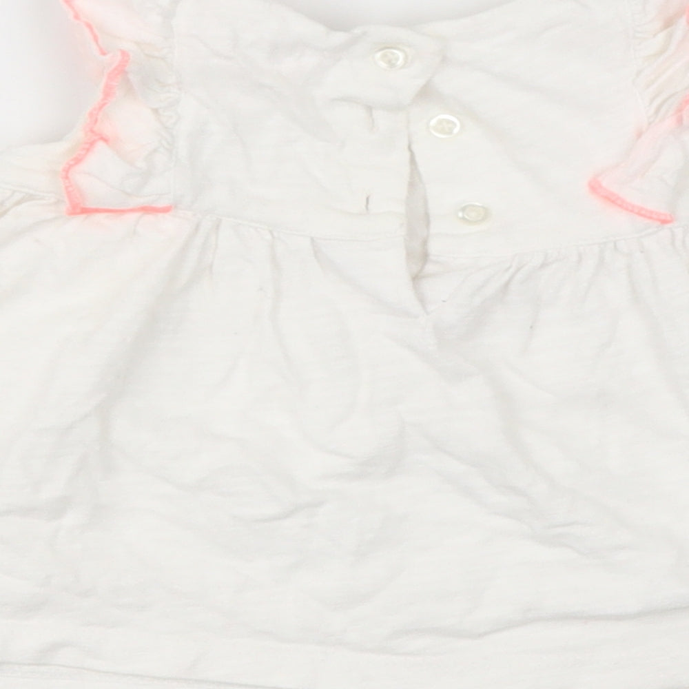 tesco  White  Cotton Basic Casual Size 3-6 Months Round Neck