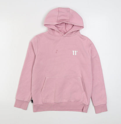 11 Degrees Girls Pink  Cotton Pullover Hoodie Size 10-11 Years  Pullover