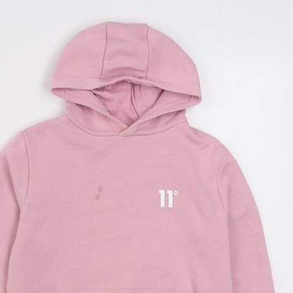 11 Degrees Girls Pink  Cotton Pullover Hoodie Size 10-11 Years  Pullover