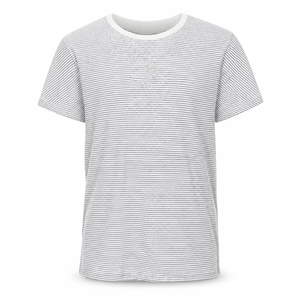 Matalan Girls White Striped 100% Cotton Basic T-Shirt Size 9 Years Round Neck Pullover