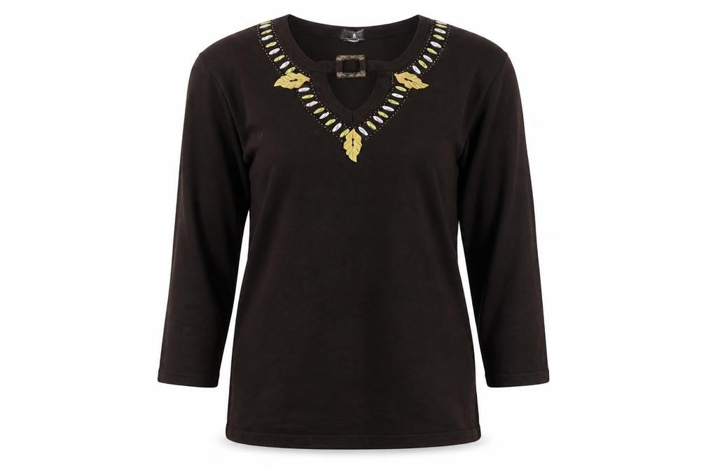 Just Elegance    Womens Brown V-Neck  Acrylic Pullover Jumper Size S