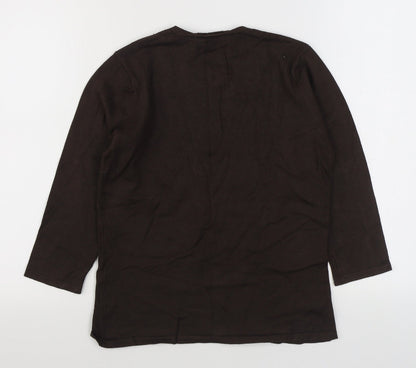 Just Elegance    Womens Brown V-Neck  Acrylic Pullover Jumper Size S