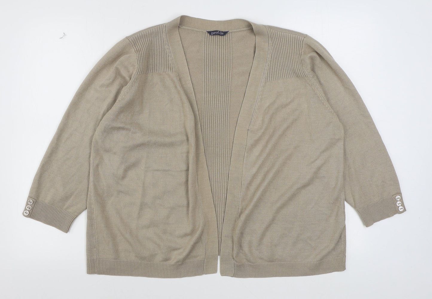 BHS Womens Beige V-Neck  Acrylic Cardigan Jumper Size 18