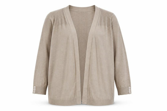 BHS Womens Beige V-Neck  Acrylic Cardigan Jumper Size 18
