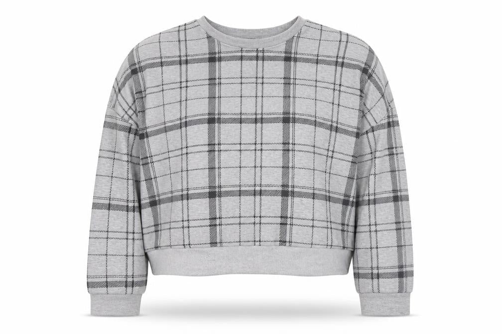 Primark Womens Grey Plaid Cotton Pullover Sweatshirt Size M  Pullover