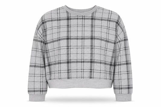 Primark Womens Grey Plaid Cotton Pullover Sweatshirt Size M  Pullover