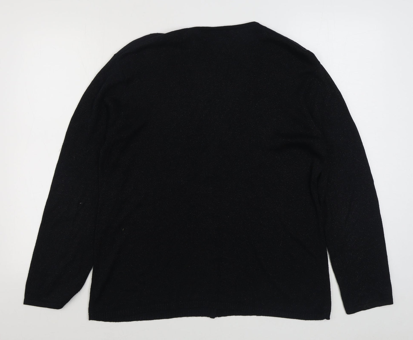 Fabrizio Womens Black V-Neck  Viscose Cardigan Jumper Size M