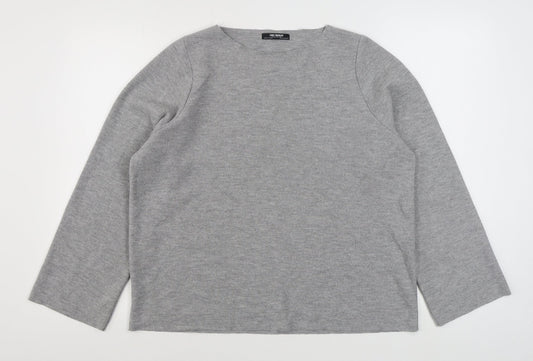Zara Womens Grey Boat Neck  Cotton Pullover Jumper Size M