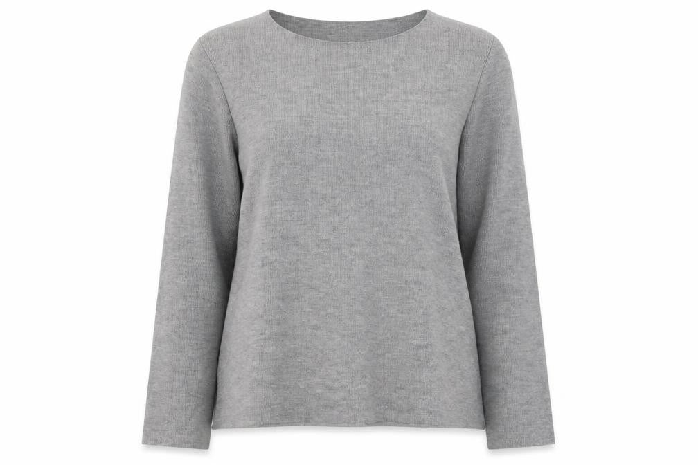 Zara Womens Grey Boat Neck  Cotton Pullover Jumper Size M